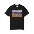 Black T‑shirt featuring Charles Marion Russell’s Loops and Swift Horses Are Surer than Lead, showing cowboys with horses confronting a grizzly bear in a dynamic Western scene.