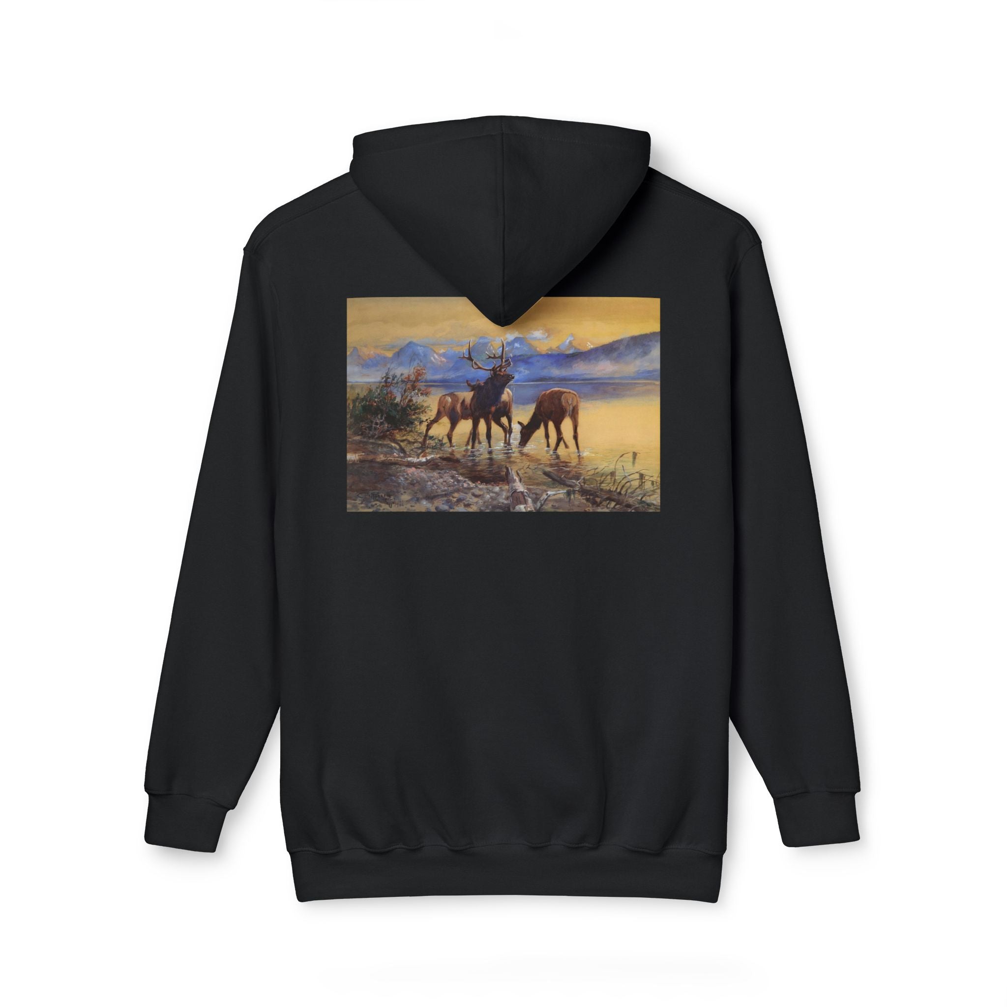 Elk Western Hoodie Sweatshirt, Made in USA